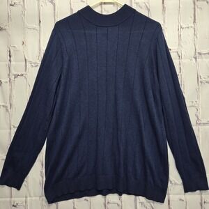 Roaman's Womens Size Large 18/20 Pullover Light Weight Sweater Navy Blue